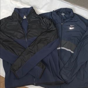 2 LOT Nike Windbreaker Zipups Blue/Black M/L